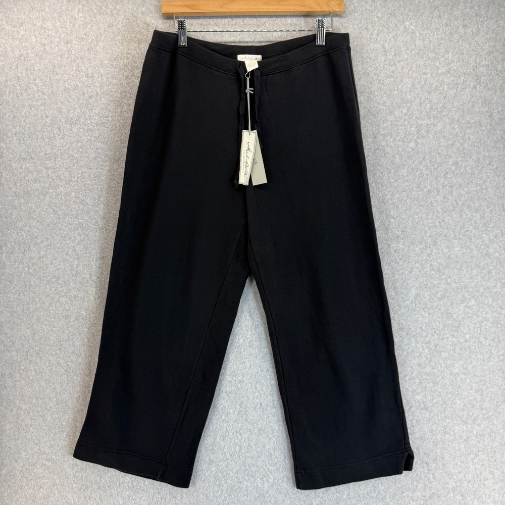 Mod-O-Docā Cropped Pants Wide Leg Casual Drawstring Black Capris Size Medium NWT
